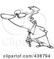 Royalty Free RF Clip Art Illustration Of A Cartoon Black And White Outline Design Of A Businessman Observing