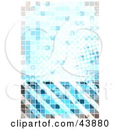 Poster, Art Print Of Blue Halftone Pixelated Background With Hazard Stripes