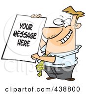 Poster, Art Print Of Cartoon Businessman Holding A Sign With Sample Text