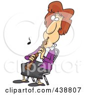 Poster, Art Print Of Cartoon Woman Sitting And Playing An Oboe