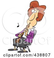 Royalty Free RF Clip Art Illustration Of A Cartoon Woman Sitting And Playing An Oboe