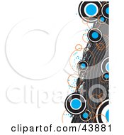 Poster, Art Print Of Border Of Gray Waves With Orange And Blue Circles On A White Background