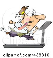 Poster, Art Print Of Cartoon Businessman Running On A Treadmill In The Office Gym