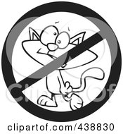 Royalty Free RF Clip Art Illustration Of A Cartoon Black And White Outline Design Of A No Cat Sign