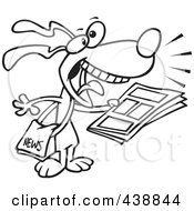 Poster, Art Print Of Cartoon Black And White Outline Design Of A News Dog