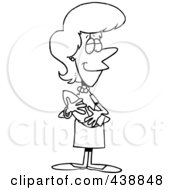 Poster, Art Print Of Cartoon Black And White Outline Design Of A Happy Mother Holding A Newborn Baby