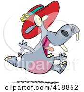 Royalty Free RF Clip Art Illustration Of A Cartoon Hippo Running In A New Hat by toonaday