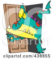 Cartoon Monster Coming Through A Door