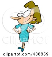 Royalty Free RF Clip Art Illustration Of A Cartoon Woman Showing Off Her New Dress by toonaday