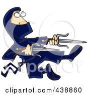Royalty Free RF Clip Art Illustration Of A Cartoon Ninja Holding Blades