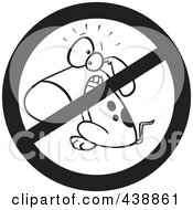 Poster, Art Print Of Cartoon Black And White Outline Design Of A Restricted Dog Sign