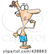 Royalty Free RF Clip Art Illustration Of A Cartoon Skinny Man Trying To Flex