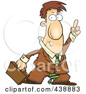 Cartoon Businessman Holding His Finger Up
