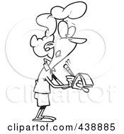 Royalty Free RF Clip Art Illustration Of A Cartoon Black And White Outline Design Of A Woman Writing Notes