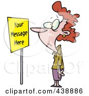Royalty Free RF Clip Art Illustration Of A Cartoon Woman Staring At A Sign With Sample Text