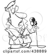 Poster, Art Print Of Cartoon Black And White Outline Design Of A Stunned News Reporter