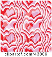 Poster, Art Print Of Red Pink And White Background Of Abstract Hearts And Lines
