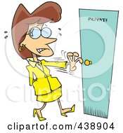Royalty Free RF Clip Art Illustration Of A Cartoon Nervous Woman Opening A Private Door by toonaday