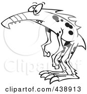 Royalty Free RF Clip Art Illustration Of A Cartoon Black And White Outline Design Of A Weird Monster