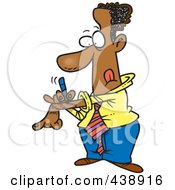 Royalty Free RF Clip Art Illustration Of A Cartoon Black Businessman Writing Notes On His Arm