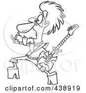 Poster, Art Print Of Cartoon Black And White Outline Design Of A Nerdy Guitarist