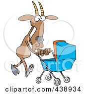 Poster, Art Print Of Cartoon Nanny Goat Pushing A Tram