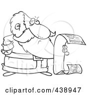 Poster, Art Print Of Cartoon Black And White Outline Design Of Santa Reading His Naughty List