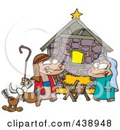 Cartoon Children Acting Out A Nativity Scene