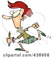 Royalty Free RF Clip Art Illustration Of A Cartoon Woman Running With A Pencil