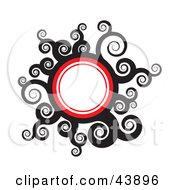 Poster, Art Print Of Red White And Black Circle With Swirls And Blank Space