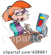 Cartoon Secretary Filing Her Nails At Her Desk