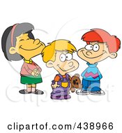 Poster, Art Print Of Cartoon Girl And Two Boys