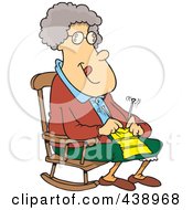 Cartoon Granny Knitting In A Rocking Chair