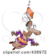 Royalty Free RF Clip Art Illustration Of A Cartoon Book Of Knowledge Falling On A Man by toonaday
