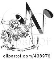 Poster, Art Print Of Cartoon Black And White Outline Design Of A Singing Viking Bird With An N Music Note