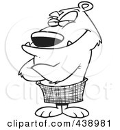 Royalty Free RF Clip Art Illustration Of A Cartoon Black And White Outline Design Of A Bear In A Kilt