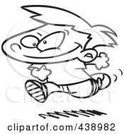 Royalty Free RF Clip Art Illustration Of A Cartoon Black And White Outline Design Of A Boy Running