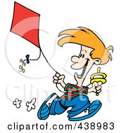 Poster, Art Print Of Cartoon Boy Flying A Kite - 3