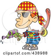 Royalty Free RF Clip Art Illustration Of A Cartoon Pirate Boy Shooting Water Gun by toonaday