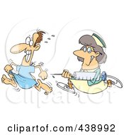 Cartoon Nurse Chasing A Patient With A Needle