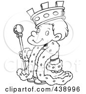 Poster, Art Print Of Cartoon Black And White Outline Design Of A King Boy