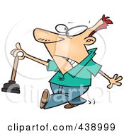 Poster, Art Print Of Cartoon Man Holding A Nasty Toilet Plunger