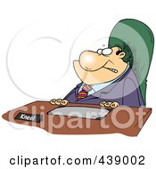 Poster, Art Print Of Cartoon Businessman With A Kneel Sign On His Desk