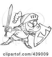 Poster, Art Print Of Cartoon Black And White Outline Design Of A Knight Boy