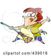 Poster, Art Print Of Cartoon Woman Rocking Out With A Broom