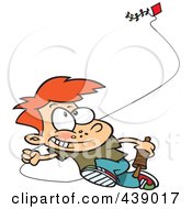 Royalty Free RF Clip Art Illustration Of A Cartoon Boy Flying A Kite 2