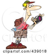 Poster, Art Print Of Cartoon Hiker Taking Nature Pictures