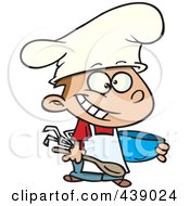 Poster, Art Print Of Cartoon Happy Chef Boy Holding A Mixing Bowl