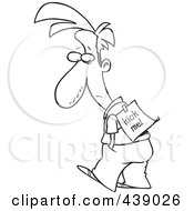 Royalty Free RF Clip Art Illustration Of A Cartoon Black And White Outline Design Of A Man With A Kick Me Sign On His Back
