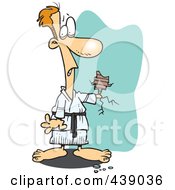 Royalty Free RF Clip Art Illustration Of A Cartoon Karate Man With His Hand Through A Wall